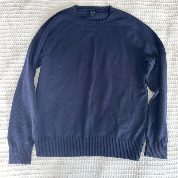 J. Crew Crewneck sweater in supersoft lambswool blend navy size Large - Picture 2 of 7